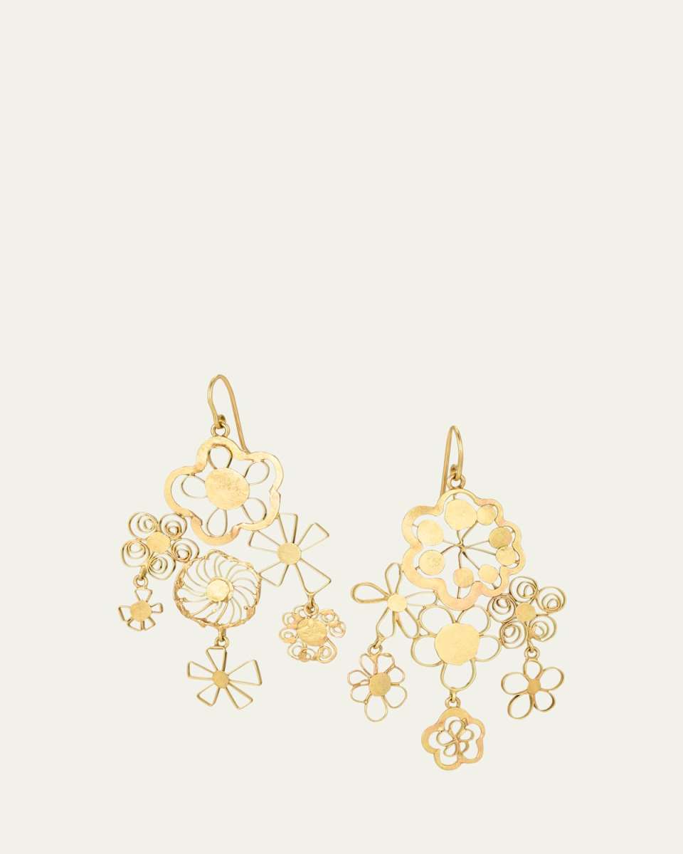 18K Flowery Chandelier Earrings
